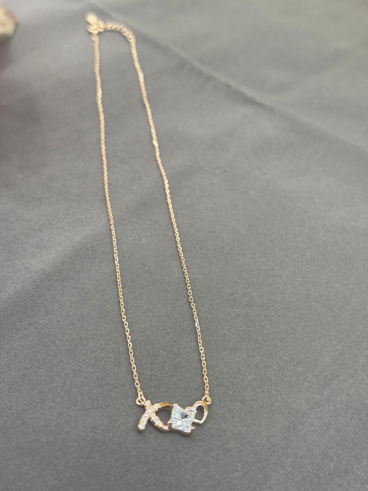 Rose Gold 92.5 Silver Elegant Heart and Stone Minimalist Chain